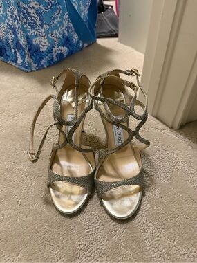 Jimmy Choo Gold Strappy Evening Sandals size 38